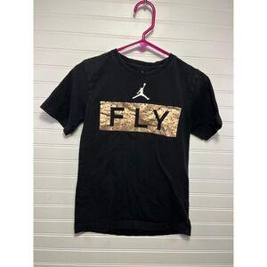 Kids Jordan Black FLY Graphic T Shirt Size L 12 13 Years